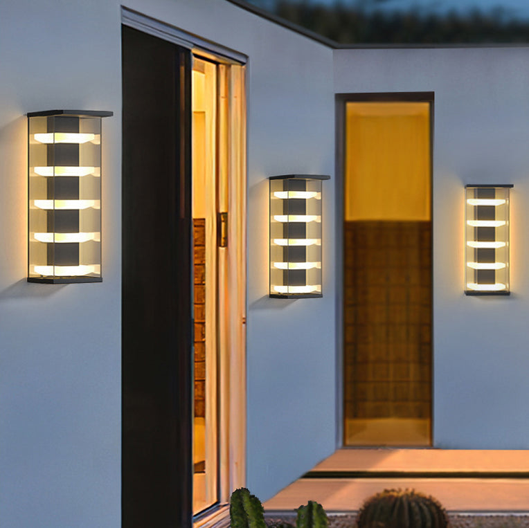 Contemporary Creative Stainless Steel Acrylic Rectangular Waterproof LED Wall Sconce Lamp For Outdoor Patio