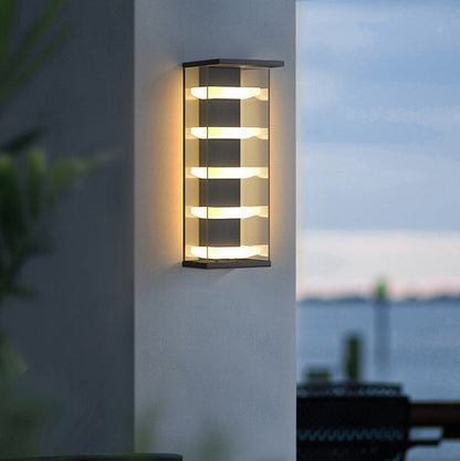 Contemporary Creative Stainless Steel Acrylic Rectangular Waterproof LED Wall Sconce Lamp For Outdoor Patio