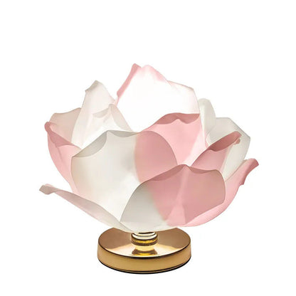 Contemporary Creative Lotus Flower Fabric Hardware 1-Light Table Lamp For Bedroom