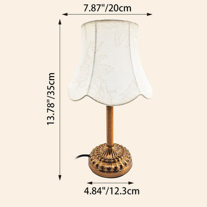 Traditional Vintage Fabric Hardware Round 1-Light Table Lamp For Bedroom