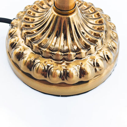 Traditional Vintage Fabric Hardware Round 1-Light Table Lamp For Bedroom