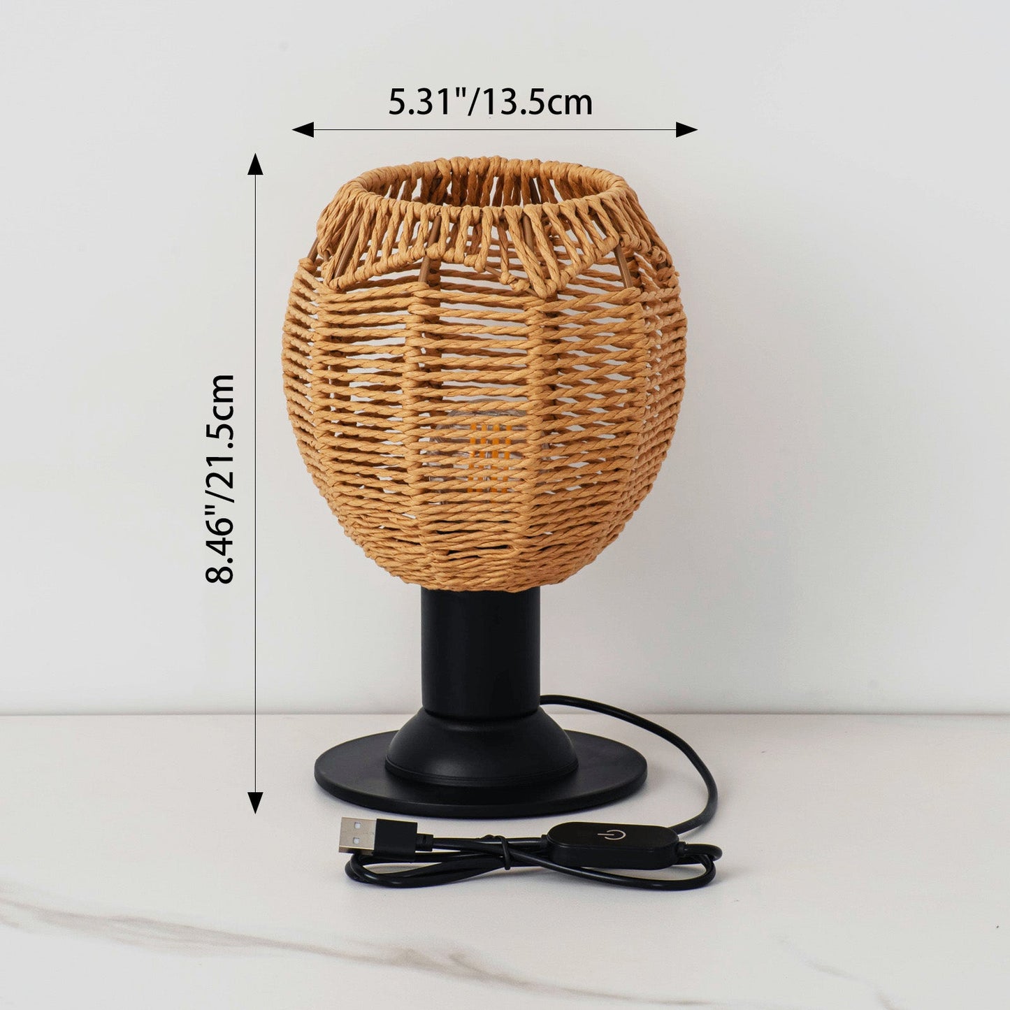 Traditional Vintage Hemp Rope Weaving Cage Hardware 1-Light Table Lamp For Bedroom