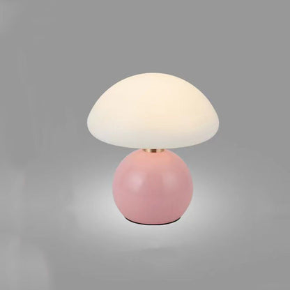 Contemporary Scandinavian Iron PE Round Shade USB Rechargeable LED Table Lamp For Bedroom