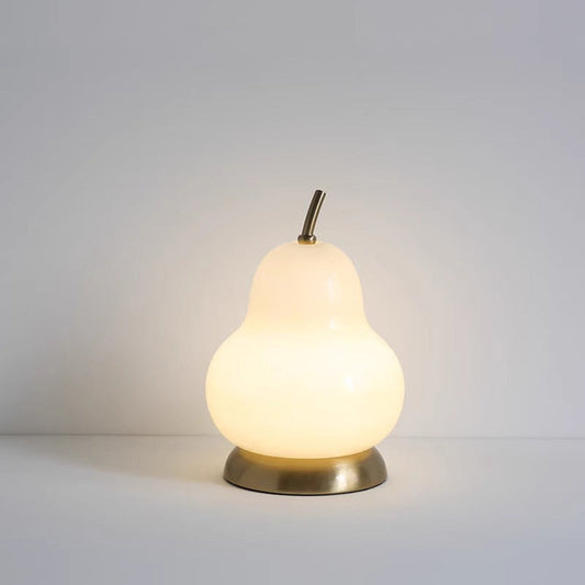 Contemporary Scandinavian Pear Glass Shade Iron USB Rechargeable LED Table Lamp For Bedroom