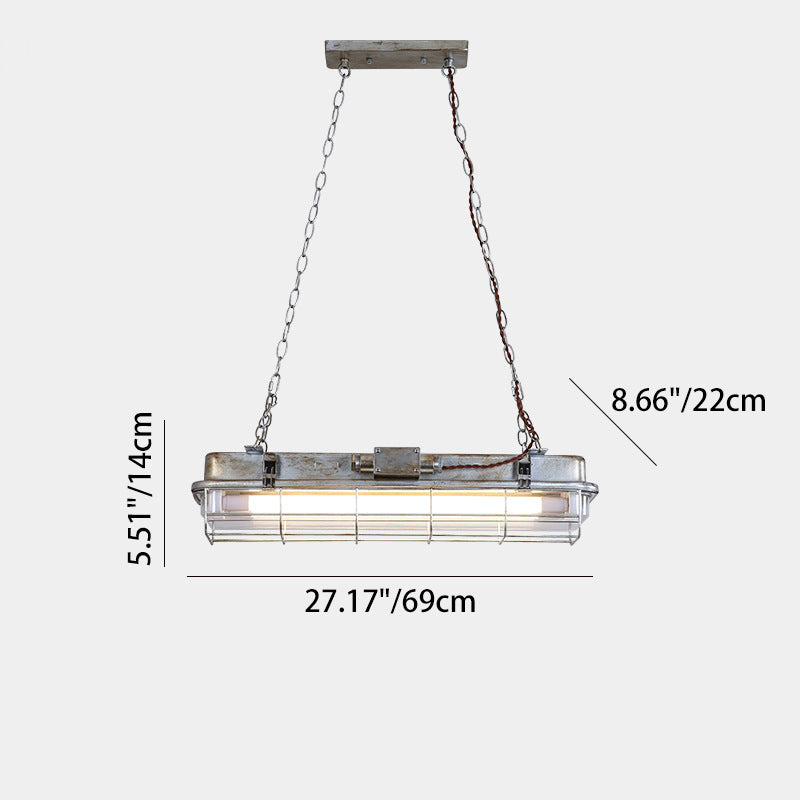 Contemporary Industrial Iron PC Long Strip 2-Light Island Light Pendant Light For Living Room