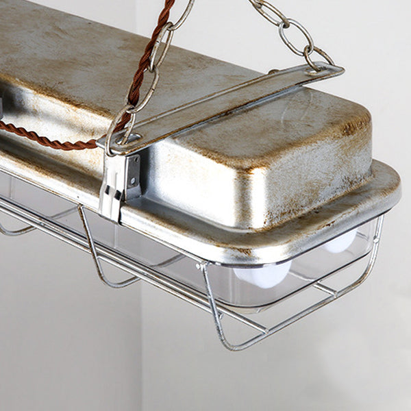 Contemporary Industrial Iron PC Long Strip 2-Light Island Light Pendant Light For Living Room