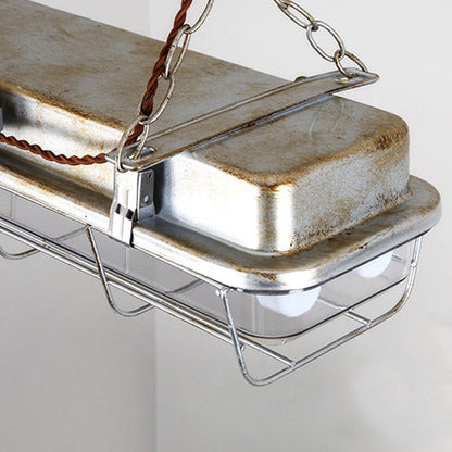 Contemporary Industrial Iron PC Long Strip 2-Light Island Light Pendant Light For Living Room