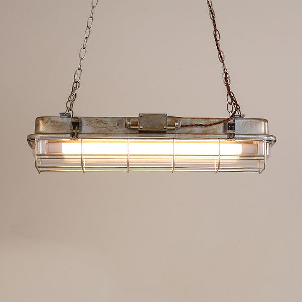 Contemporary Industrial Iron PC Long Strip 2-Light Island Light Pendant Light For Living Room