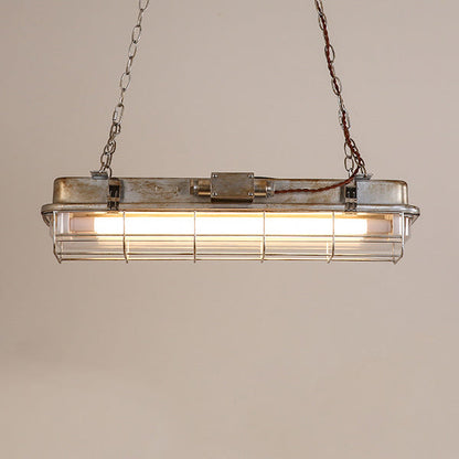 Contemporary Industrial Iron PC Long Strip 2-Light Island Light Pendant Light For Living Room
