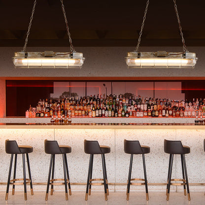 Contemporary Industrial Iron PC Long Strip 2-Light Island Light Pendant Light For Living Room