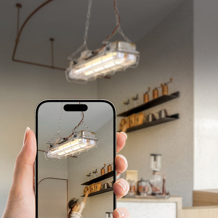 Contemporary Industrial Iron PC Long Strip 2-Light Island Light Pendant Light For Living Room