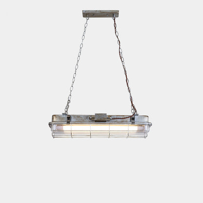 Contemporary Industrial Iron PC Long Strip 2-Light Island Light Pendant Light For Living Room