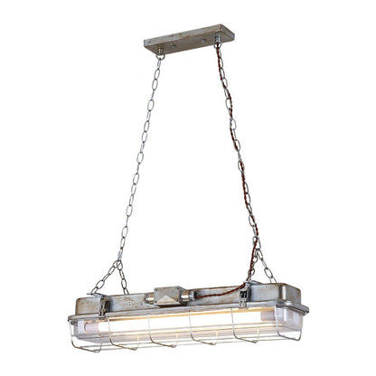 Contemporary Industrial Iron PC Long Strip 2-Light Island Light Pendant Light For Living Room