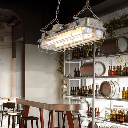 Contemporary Industrial Iron PC Long Strip 2-Light Island Light Pendant Light For Living Room