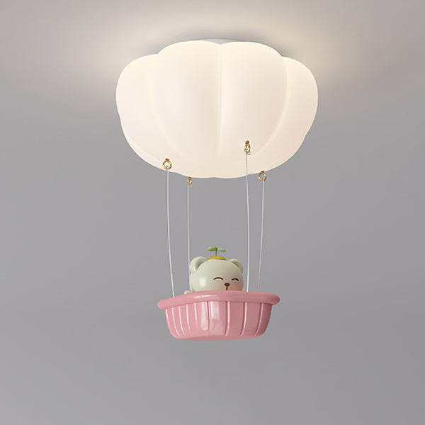 Contemporary Creative Iron PE Cartoon Bear LED Flush Mount Ceiling Light For Bedroom