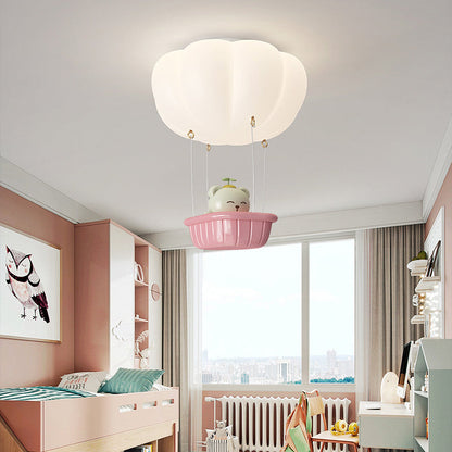 Contemporary Creative Iron PE Cartoon Bear LED Flush Mount Ceiling Light For Bedroom