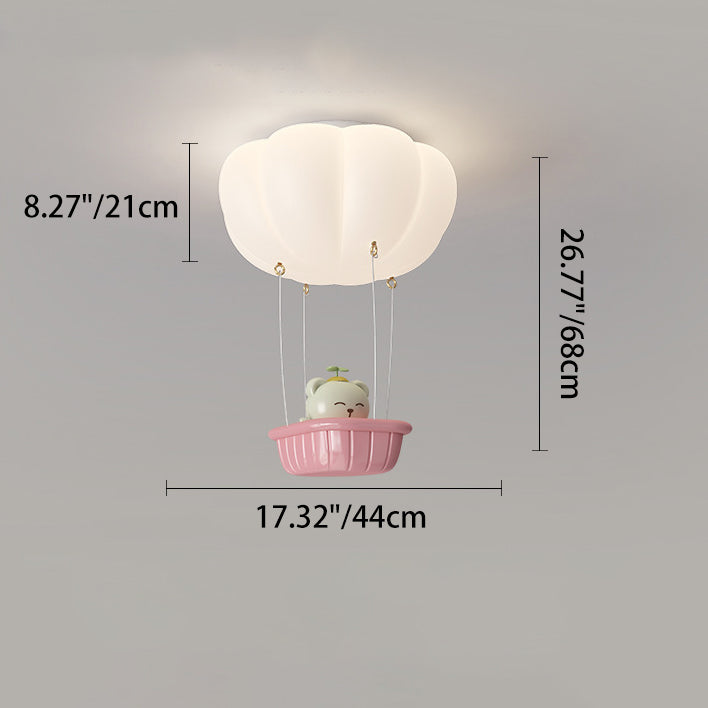 Contemporary Creative Iron PE Cartoon Bear LED Flush Mount Ceiling Light For Bedroom