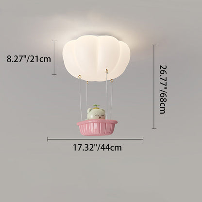 Contemporary Creative Iron PE Cartoon Bear LED Flush Mount Ceiling Light For Bedroom