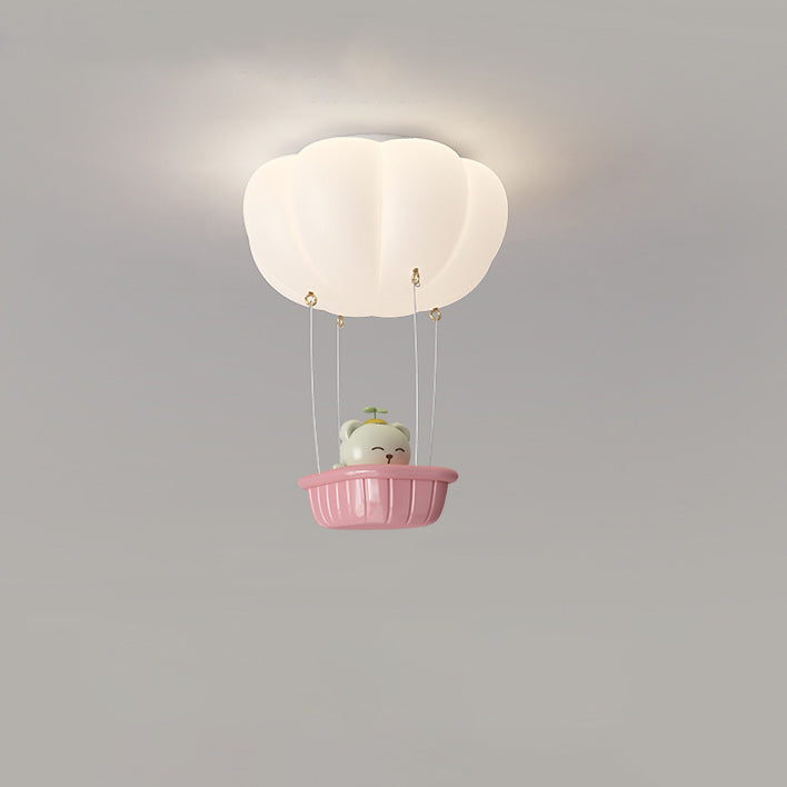 Contemporary Creative Iron PE Cartoon Bear LED Flush Mount Ceiling Light For Bedroom