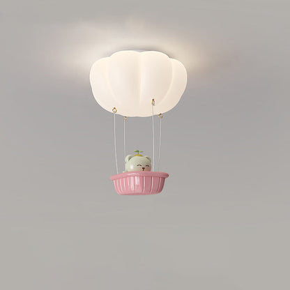 Contemporary Creative Iron PE Cartoon Bear LED Flush Mount Ceiling Light For Bedroom