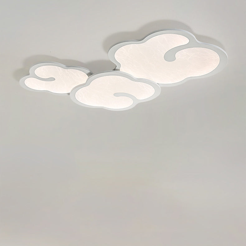 Contemporary Simplicity Iron Walnut Grain Cloud Acrylic LED Flush Mount Ceiling Light For Bedroom
