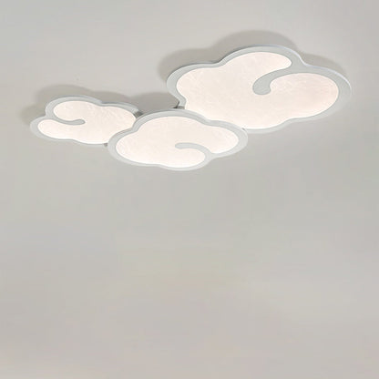 Contemporary Simplicity Iron Walnut Grain Cloud Acrylic LED Flush Mount Ceiling Light For Bedroom