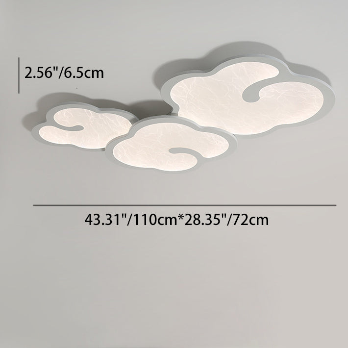 Contemporary Simplicity Iron Walnut Grain Cloud Acrylic LED Flush Mount Ceiling Light For Bedroom