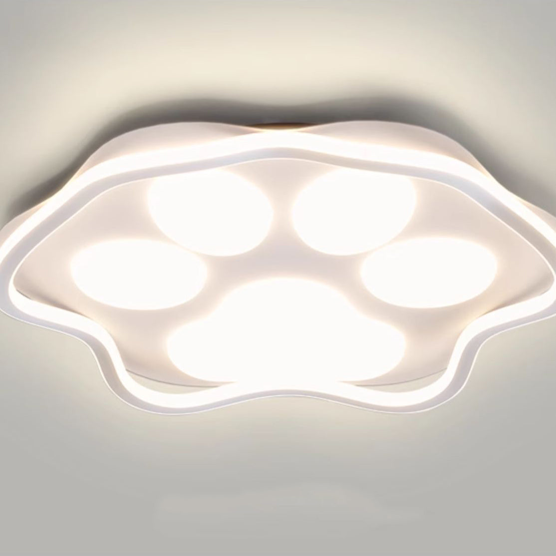 Contemporary Scandinavian Cartoon Cat Claw Acrylic Shade Iron LED Flush Mount Ceiling Light For Bedroom