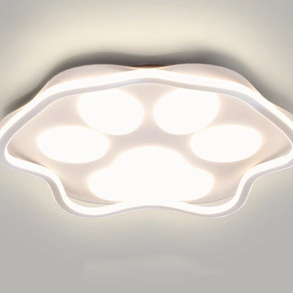 Contemporary Scandinavian Cartoon Cat Claw Acrylic Shade Iron LED Flush Mount Ceiling Light For Bedroom