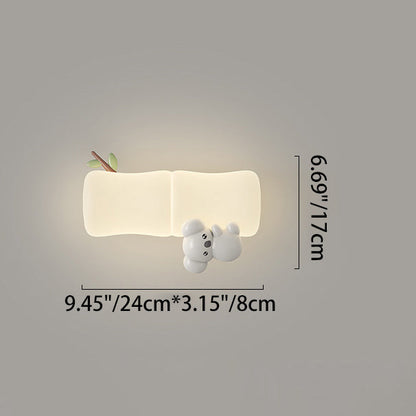 Contemporary Creative Animal Koala Bamboo PE Shade LED Wall Sconce Lamp For Living Room