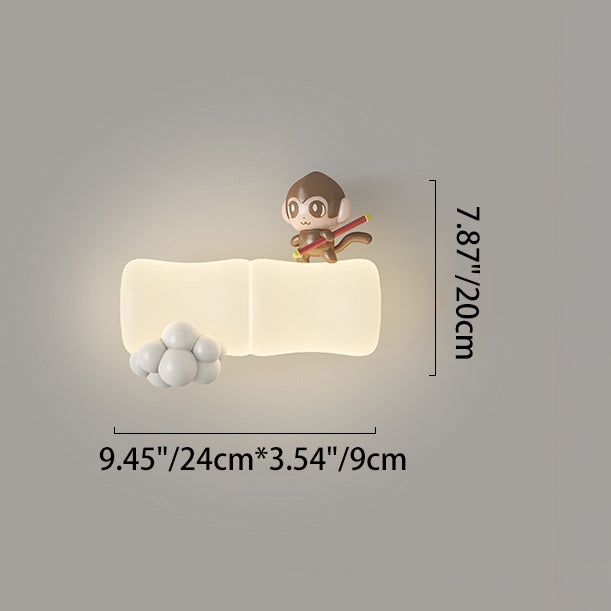 Contemporary Creative Animal Koala Bamboo PE Shade LED Wall Sconce Lamp For Living Room