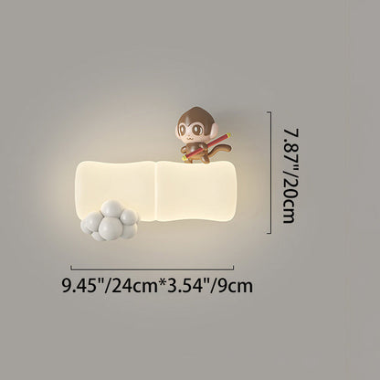 Contemporary Creative Animal Koala Bamboo PE Shade LED Wall Sconce Lamp For Living Room