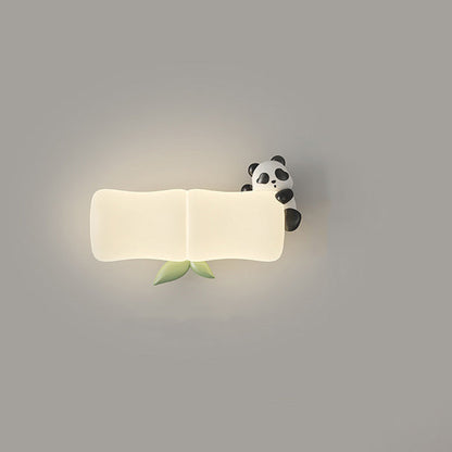 Contemporary Creative Animal Koala Bamboo PE Shade LED Wall Sconce Lamp For Living Room