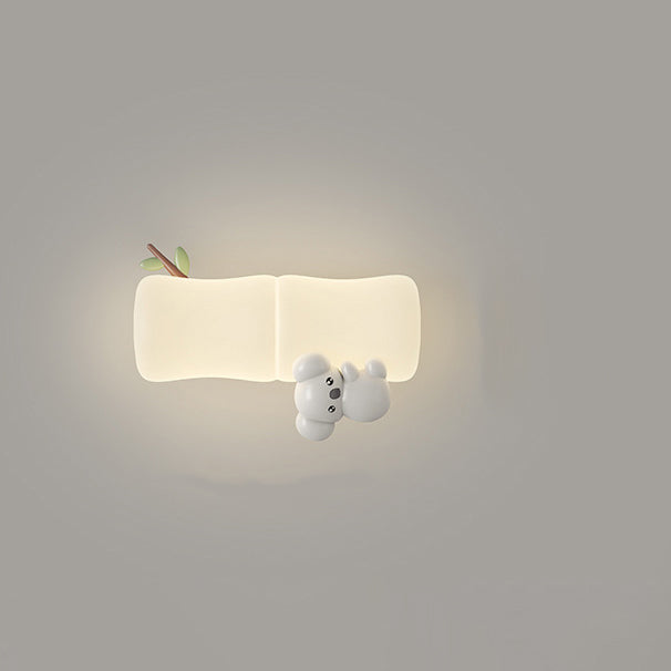 Contemporary Creative Animal Koala Bamboo PE Shade LED Wall Sconce Lamp For Living Room