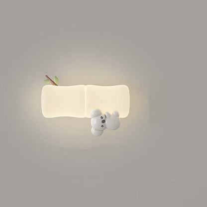 Contemporary Creative Animal Koala Bamboo PE Shade LED Wall Sconce Lamp For Living Room