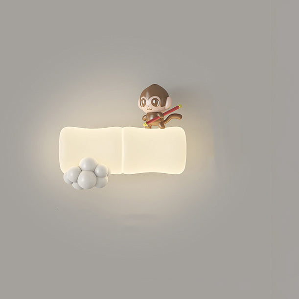 Contemporary Creative Animal Koala Bamboo PE Shade LED Wall Sconce Lamp For Living Room