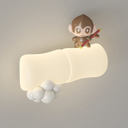Contemporary Creative Animal Koala Bamboo PE Shade LED Wall Sconce Lamp For Living Room