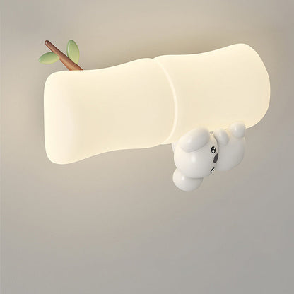 Contemporary Creative Animal Koala Bamboo PE Shade LED Wall Sconce Lamp For Living Room