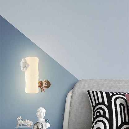 Contemporary Creative Animal Koala Bamboo PE Shade LED Wall Sconce Lamp For Living Room