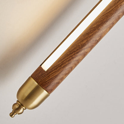 Contemporary Simplicity Full Copper Solid Wood Long Strip LED Wall Sconce Lamp For Living Room