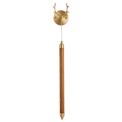 Contemporary Simplicity Full Copper Solid Wood Long Strip LED Wall Sconce Lamp For Living Room