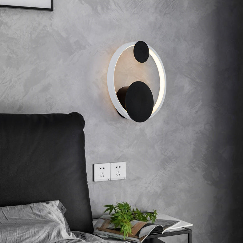 Contemporary Simplicity Geometric Circle Ring Iron Aluminum LED Wall Sconce Lamp For Living Room