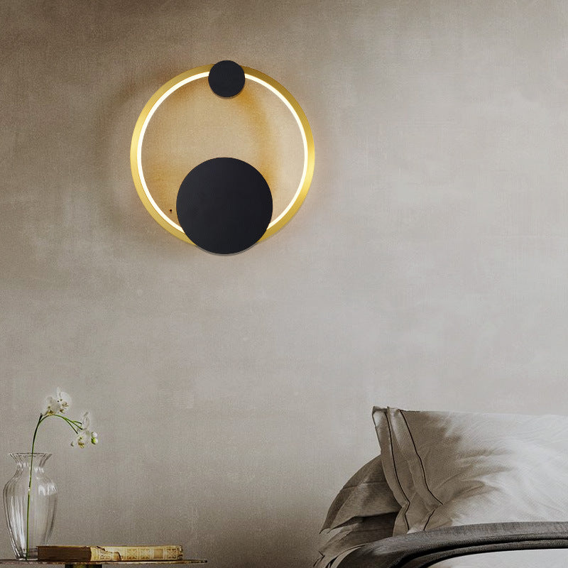 Contemporary Simplicity Geometric Circle Ring Iron Aluminum LED Wall Sconce Lamp For Living Room