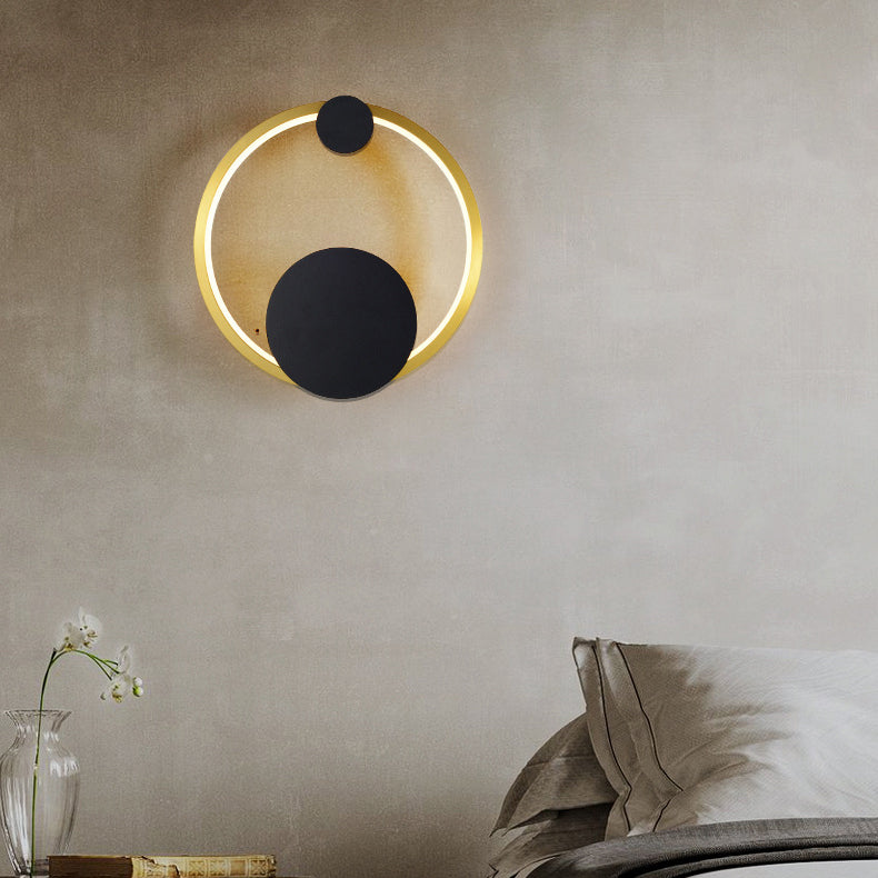 Contemporary Simplicity Geometric Circle Ring Iron Aluminum LED Wall Sconce Lamp For Living Room