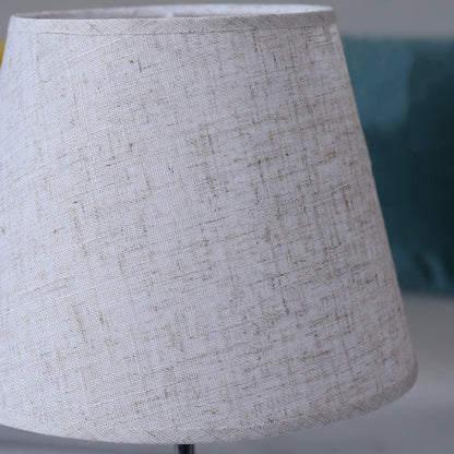 Modern Simplicity Fabric Round Shade Solid Wood 1-Light Table Lamp For Bedroom