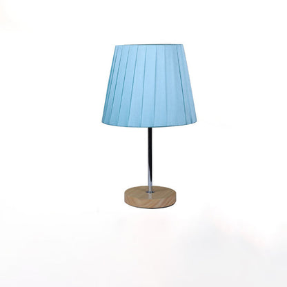 Modern Simplicity Fabric Round Shade Solid Wood 1-Light Table Lamp For Bedroom