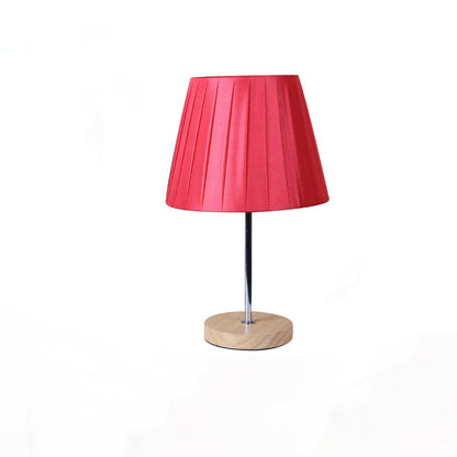 Modern Simplicity Fabric Round Shade Solid Wood 1-Light Table Lamp For Bedroom