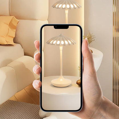Contemporary Creative Aluminum Acrylic Umbrella Shade USB LED Table Lamp For Bedroom