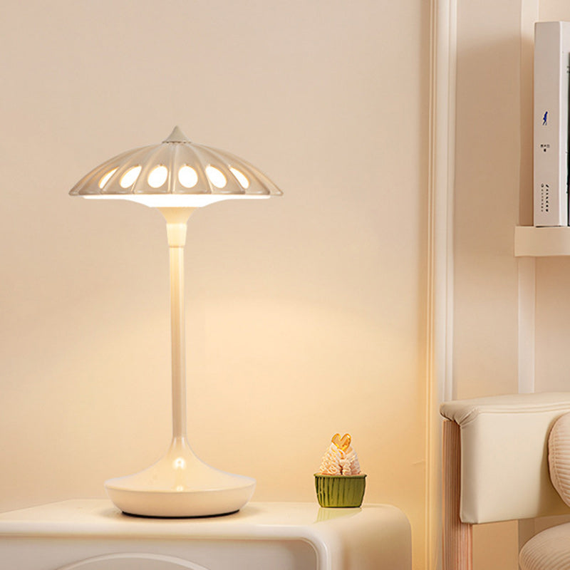 Contemporary Creative Aluminum Acrylic Umbrella Shade USB LED Table Lamp For Bedroom