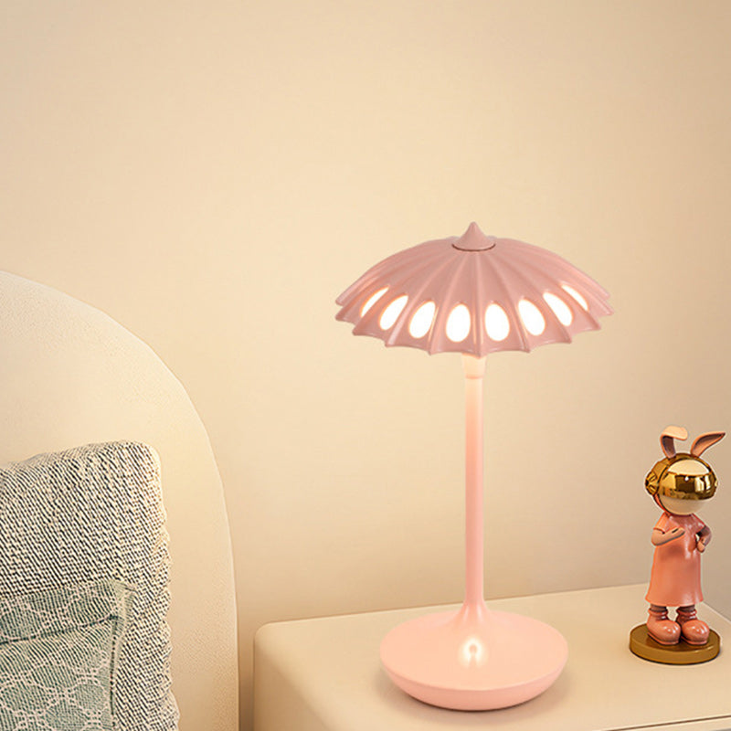 Contemporary Creative Aluminum Acrylic Umbrella Shade USB LED Table Lamp For Bedroom